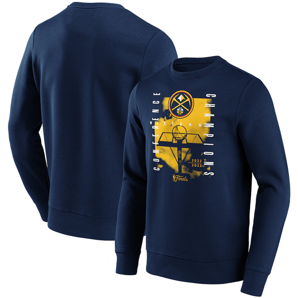 Men's Denver Nuggets Navy 2023 Champions Free Throw Graphic Crew Sweatshirt